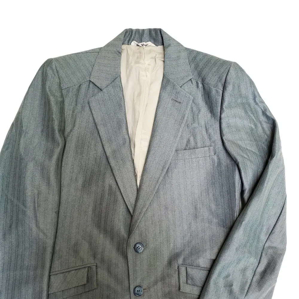VTG Montgomery Ward 70s Retro Blue Green Leisure Suit Jacket Sport Coat 42x30